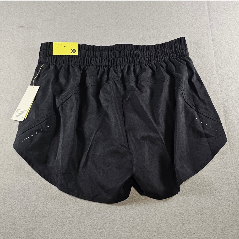 All in Motion Women's Black Mid-Rise Run Shorts Inner Brief Zip Pocket M - Picture 2 of 8